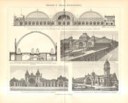 1902 Architecture of Train Stations in Germany, Berlin, Frankfurt, Cologne, Dresden, Altona Original | 빌딩