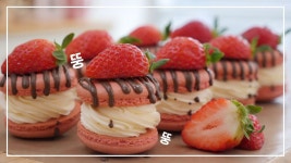 발렌타인데이 특집! 뚱카롱 버전 딸기 초코 마카롱 만들기🍓🍫 │순백설탕 - 2021 | 식품 아이디어, 음식, 마카롱