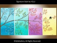 Painting Gift Ideas Palette Knife Four season trees painting Wall Décor 365 DAYS of Love by QIQIGALLERY | 사계절, 그림, 나무
