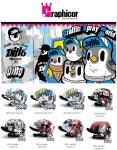 돌돌디자인 그래피티 펭귄 디또 스노우보드 헬멧 스티커 그래피커 Penguin DITTO snowboard helmet sticker GRAPHICER DOLDOLDESIGN... 