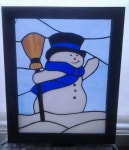 Stained glass snowman - by K&D Birdsall | 스테인드글라스 창문