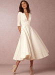 A-Line V Neck Half Sleeve Midi Party Dress | 여성복, 신부 들러리 드레스, 웨딩드레스