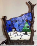 Winter Scene Table Lamp Night Light Luminaire in Home & Garden, Lamps, Lighting & Ceiling Fans, Lamps | eBay | 스테인드글라스