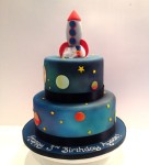 Tiered Rocket Space Cake | Etoile Bakery | 6th birthday cakes, Boy birthday cake, Rocket cake