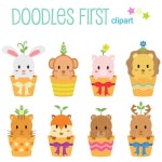 Kawaii Animal Tree Pots Digital Clip Art for by DoodlesFirst | 귀여운 그림, 어린이집 꾸미기, 공예