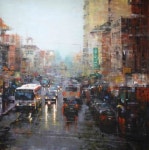 red-lipstick: “Mark Laguë (b. 1964, Lachine Quebec, Canada) - Chinatown Showers, 2012 Paintings: Oil on Canvas ” | 수채화... 
