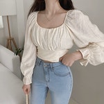 [투웨이] 모코 투웨이 크롭 리본 블라우스 - 에이블리 [투웨이] 모코 투웨이 크롭 리본 블라우스 - 에이블리 | 패션 스타일, 블라우스, 리본