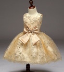 Golden Embroidery Lace Princess Dress Girls Bowknot Evening Party Dress | 드레스