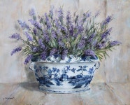 Gorgeous Lavenders in a Blue & White Tureen, original painting by Gail McCormack | 꽃, 정물