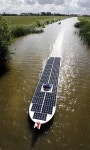World Cup for Solar Powered Boats - A solar boat from Maasdijk (Netherlands) sails from Arum to Harlingen during the Dong Energy... 