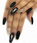 50 Gorgeous Black Nail Designs with Rhinestones Only for you - - 2020 | 네일아트, 매니큐어, 젤네일