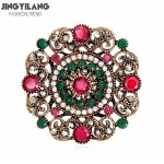 Vintage round gemstones flower brooch 2colors jewelry | 쥬얼리
