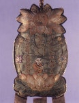 One of two embroidered scent pouches, with two female figures praying to Buddha.   Important Folklore Materials 42. | 한복