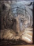 ****White Tiger - Hand Engraved with Dremel Tool on Black Painted Aluminum**** | 공예, 유리, 거울