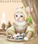 * {지필연묵} 묵_잉크 빠밤이 (2016년작, 118x42cm, 300dpi, photoshop) #이슴슴 #고양이 #사랑앵무 #잉크 #지필연묵 #문방사우... 