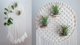 DIY Macrame Air plant hanging / 마크라메 이오난사 행잉 / Planta de aire de macramé de brico… | Diy macrame plant hanger... 