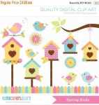 30% OFF - Clipart - Spring Birds / Bird House / Garden - Digital Clip Art (Instant Download) | 공예, 어린이집 만들기, 패턴