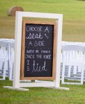 Hanging Chalkboard sign at the entrance to a great lawn ceremony | Hanging chalkboard sign, Hanging chalkboard, Wedding decorations