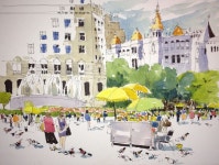 Plaça de Catalunya, Barcelona. | 어반 스케쳐스, 수채화 아트, 스케치