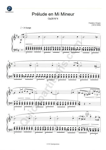 Imprimez la partition piano de Frédéric Chopin : Prélude en Mi mineur. Partition digitale à imprimer à l'unité et en toute...