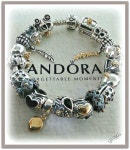 PANDORA Bracelet with Oxidized Two Tone Charms :-) | 판도라