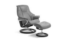 STRESSLESS armchair with stool M Live Signature Batick Wild Dove leather by Ekornes | 가죽, 스툴, 라이브