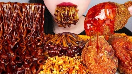 ASMR ENOKI MUSHROOM, CHEETOS CHICKEN, BLACK BEAN NOODLES 치토스 치킨, 짜왕, 마라 팽이버섯 먹방 EATING SOUND MUKBANG in... 