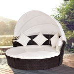 Details about Outdoor Patio Canopy Cushioned Daybed Round Retractable Rattan Furniture Set(이미지 포함) | 인테리어