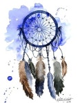 Dream Catcher, Print of Original Watercolor Painting - Native American wall art - Office decor and home decor: | 드림캐처 그림... 