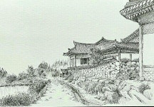 水墨房舍亭台에 있는 weng님의 핀 - 2023 | 어반 스케쳐스, 스케치, 한국