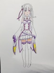제목 : Re제로부터시작하는이세계생활 캐릭터이름 : 에밀리아 손그림 색연필채색 모작 | 손그림, 그림, 밈