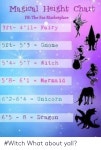 Magical Height Chart FB the Fae Marketplace Ft 41l- Fairy 5ft- 53 = Gnome 54-57 = Witch 58-61 = Mermaid 62-64 ㅍ Unicorn 65... 