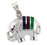 18K White Gold Elephant Pendant Diamond Multi Gemstone [P0011] by BKGjewelry on Etsy https://www.etsy.com/listing/179567708/18k... 
