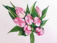 Sunny day Tulip Drawing: Naver blog see in tutorial | 그리기 아이디어, 수채화 아트, 수채화