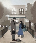 예쁜카페 앞에서 | 일러스트레이션