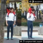 #Repost @sunghoon1983_support ・・・ #SUNGHOON with cute kid from... 나름 연기중인 #동구 항상 #동구… | ソンフン, 韓国