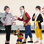 Childrens grandfather costumes, grandmother, role-playing dance costumes, childrens land, public stage, stage performance... 