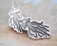 Nautical Jellyfish Jewelry, Dangle Earrings, Quirky Jellyfish Twins, in Sterling Silver(이미지 포함)