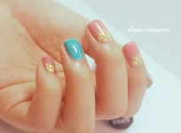 봄 네일아트: 상큼한 코랄과 시안컬러의 매치, 미니멀 포인트 별자리 네일아트 | Nails, Beauty, Fashion