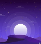 언덕 위 달밤 일러스트 ai 무료다운로드 free Moon on the hill vector -  Urbanbrush | 언덕 위, 밤하늘, 영감