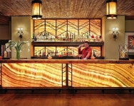 what we do for the back wall of the bar we may do on the kick area under the front of the bar- tile or stone. Light them both well... 