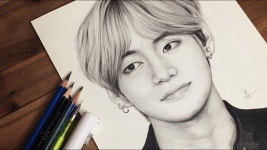 뷔그림/뷔연필그림/연필화독학/인물화독학/방탄팬아트그리기/뷔연필로그리기/bts팬아트 - YouTube | 인물화, 연필 드로잉, Bts 팬아트