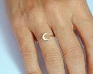 Moon Ring Solid 14K Gold by ShopEliAndLeah on Etsy, $129.00 | 반지