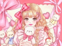 오천사 on Instagram: “🐻🐻🐻 #bear #ribbon #artwork #art #doodling #ipaddrawing #pink #wipart #wip” | コラージュ