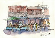 Architectural Sketch : Fresh Market, Luang Prabang | 수채화