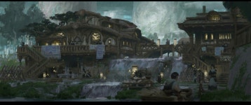 Pin by 관지 on 엘프 | Fantasy art landscapes, Fantasy village, Digital painting