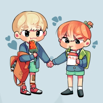 형누나들 기다리는 동갑내기 호시어린이&우지어린이   수정했어요! #세븐틴 #우지 #호시 #팬아트 @BBi_17 twitter | 팬 아트