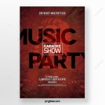 심플하고 세련된 추상 노래방 음악 파티 포스터 - 2020 | 음악 파티, 노래방, 파티