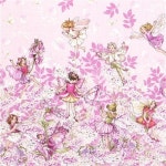 rosa Blumenstoff mit Blumenfeen, Blumenwiese und Schmetterlingen aus den USA | 순수미술, 강좌
