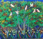 The happy tree, 행복한 나무 38cmx38cm, Oil painting on canvas, YOUNSEON CHOI, 2016 | 나무, 행복한